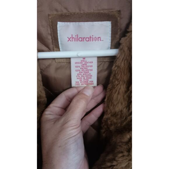 Y2K Vintage Penny Lane Suede Coat Sz M Genuine Leather, Faux Fur Xhilaration - Picture 7 of 11